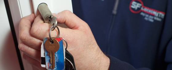 Stephen Fretwell locksmith repairing a door lock for customers across Norton S8 and Sheffield